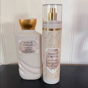 Bath & Body works Forever & Always Elegant Fragrance Mist and Body Wash Set